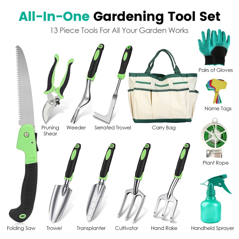 13Pcs Aluminum Alloy Garden Hand Tool Set